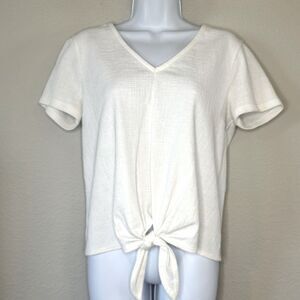 J. Crew Factory Textured V-neck tie-front shirt